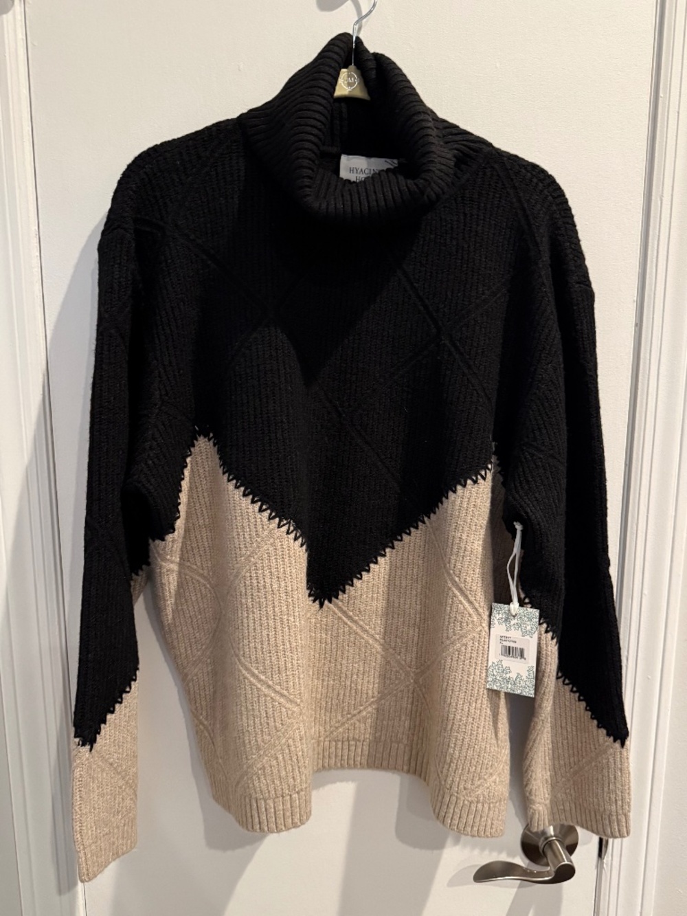 Hyacinth House Tuckernuck Black & Tan Wool Blend Sweater - NWT